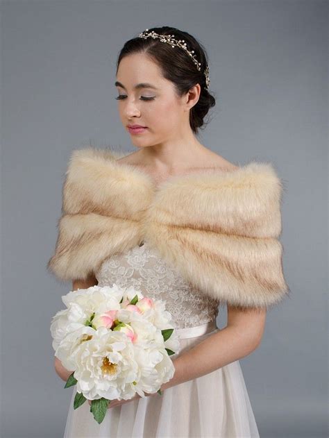 champagne faux fur bridal wrap